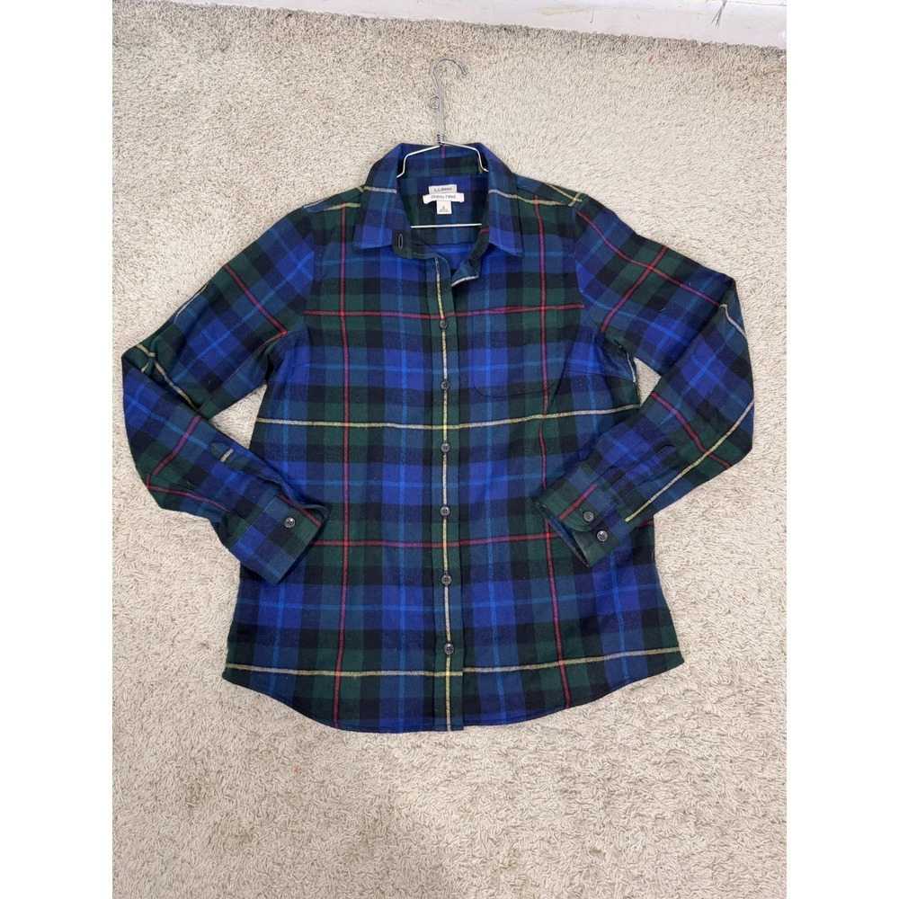 LL Bean Slightly Fitted Blackwatch Plaid Long Sleeve Button Up Shirt Size S Hike - Picture 2 of 12